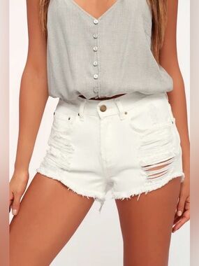 Billabong Drift Away White Distressed Denim Cutoff Shorts NWOT